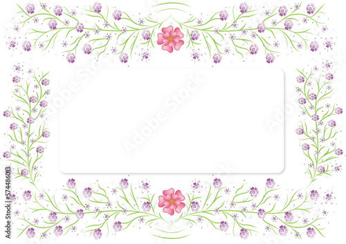 Pink floral frame, blank frame with place for text.