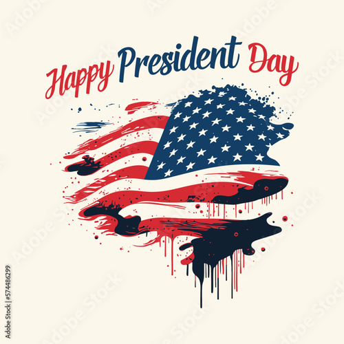 Happy President Day vector illustration with grungy American flag