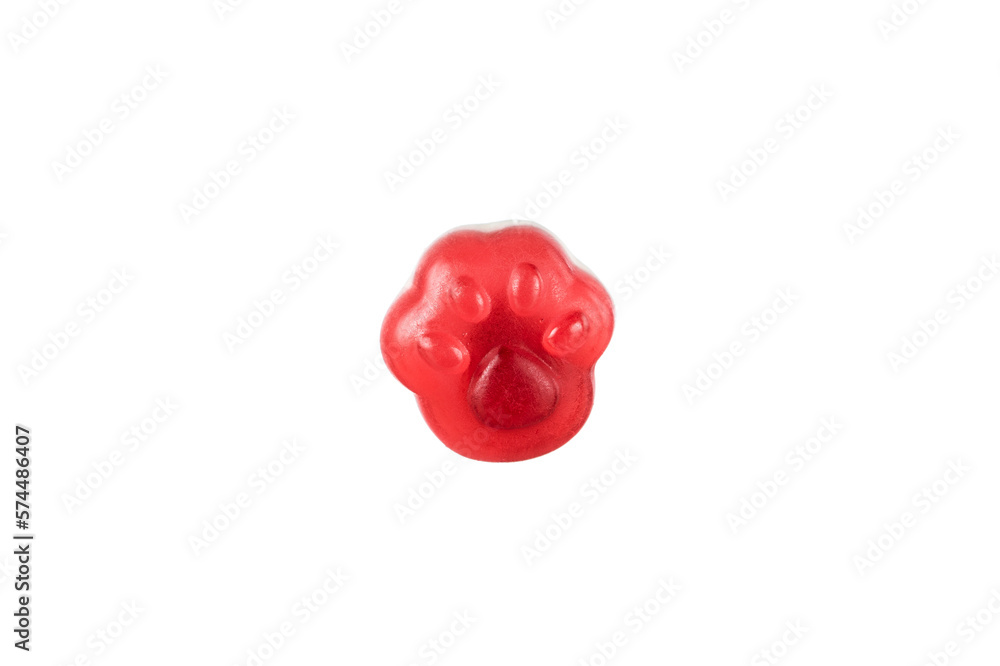 Paw Shaped Jelly on a white background.
Red Marmalade in form of Paw. Paw Shaped Jelly on a white background.
Red Marmalade in form of Paw.