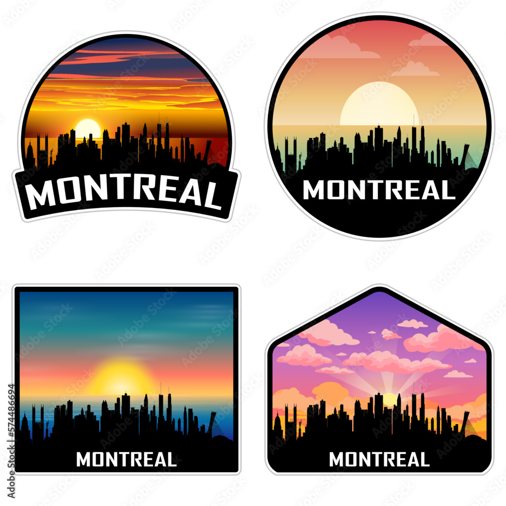 Montreal Canada Skyline Silhouette Retro Vintage Sunset Montreal Lover Travel Souvenir Sticker Vector Illustration SVG EPS AI