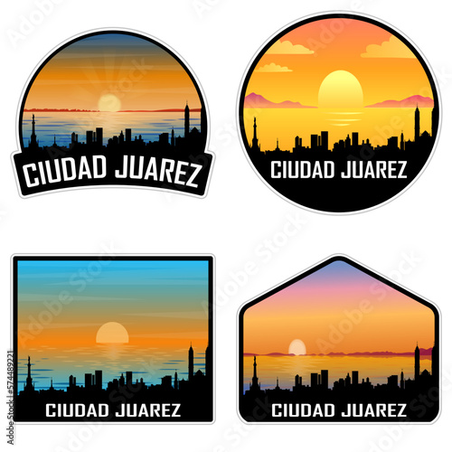 Ciudad Juarez Mexico Skyline Silhouette Retro Vintage Sunset Ciudad Juarez Lover Travel Souvenir Sticker Vector Illustration SVG EPS AI photo