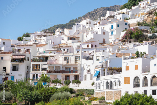 Views of the village of Frigiliana in Malaga with white houses together (Andalusia - Spain). © Esteban