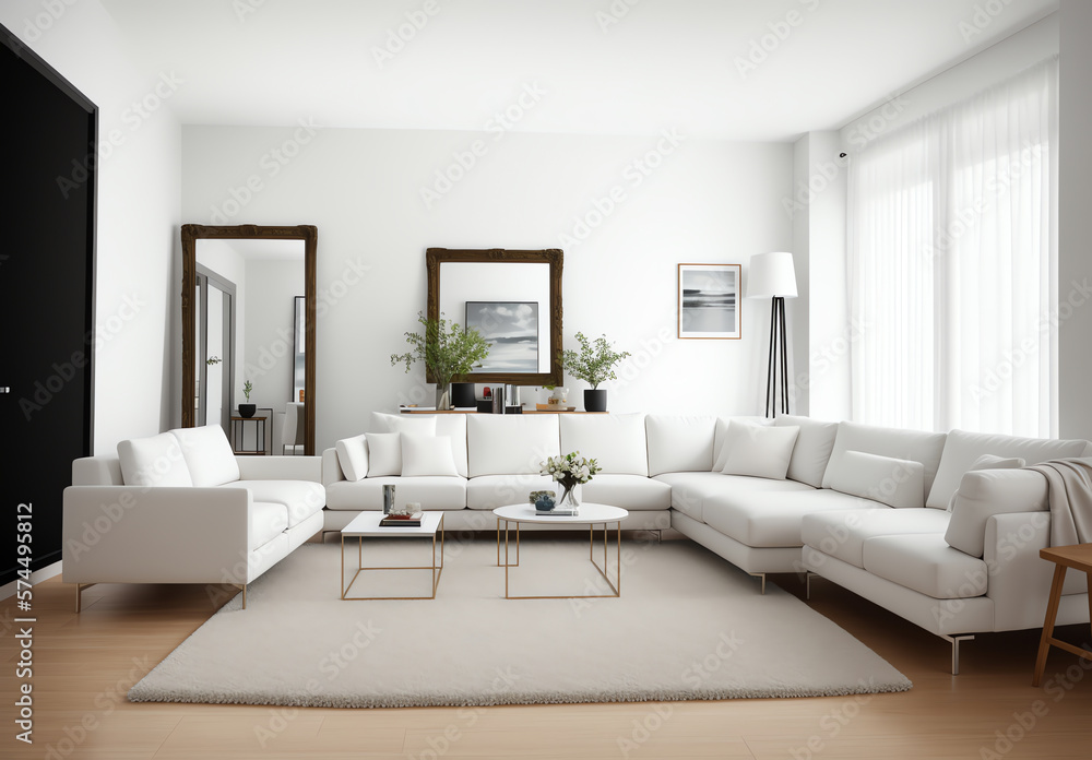 Fototapeta premium Chic and Plush: An Elegant and Comfortable Living Room Design