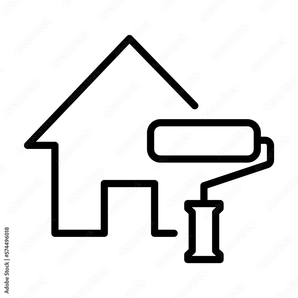 Icono de pintar casa. Rodillo de pintura. Ilustración vectorial Icono de pintar casa. Rodillo de pintura. Ilustración vectorial