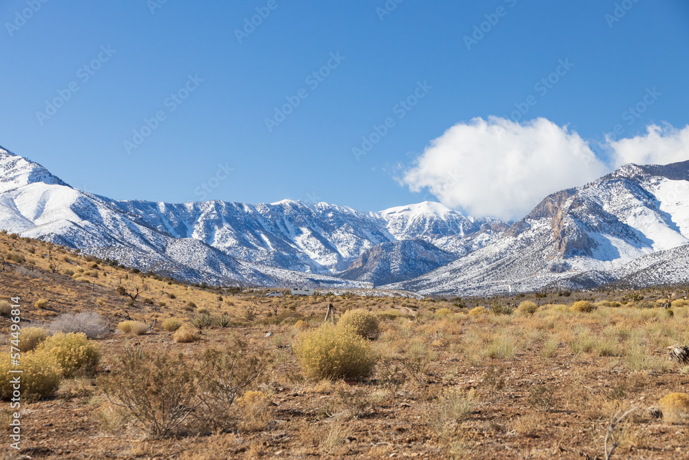Snow covered mountains at Spring Mountain National Recreation Area, Nevada