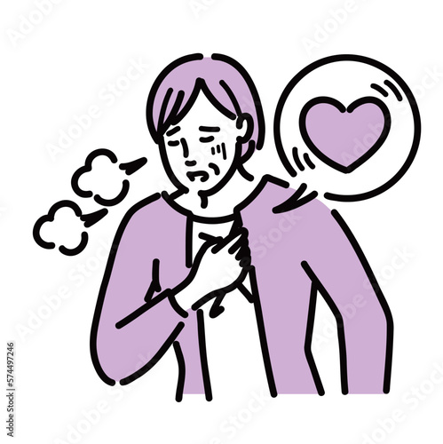 動悸がして息切れしている中年女性
