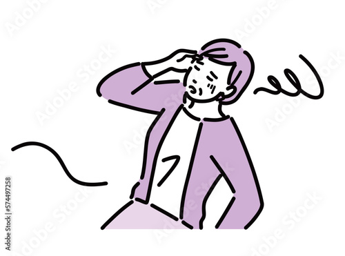 立ちくらみがして倒れそうになっている中年女性
