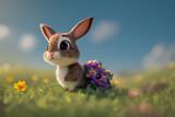 Cute bunny, spring season - Generative AI