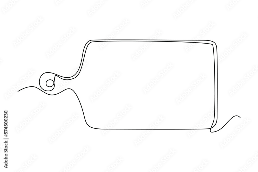 Single one line drawing cutting board. Cooking utensil concept. Continuous line draw design graphic vector illustration. Single one line drawing cutting board. Cooking utensil concept. Continuous line draw design graphic vector illustration.