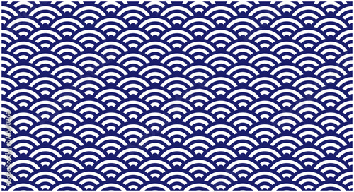 青海波 和柄 伝統紋様 シームレスパターン ベクターイラスト