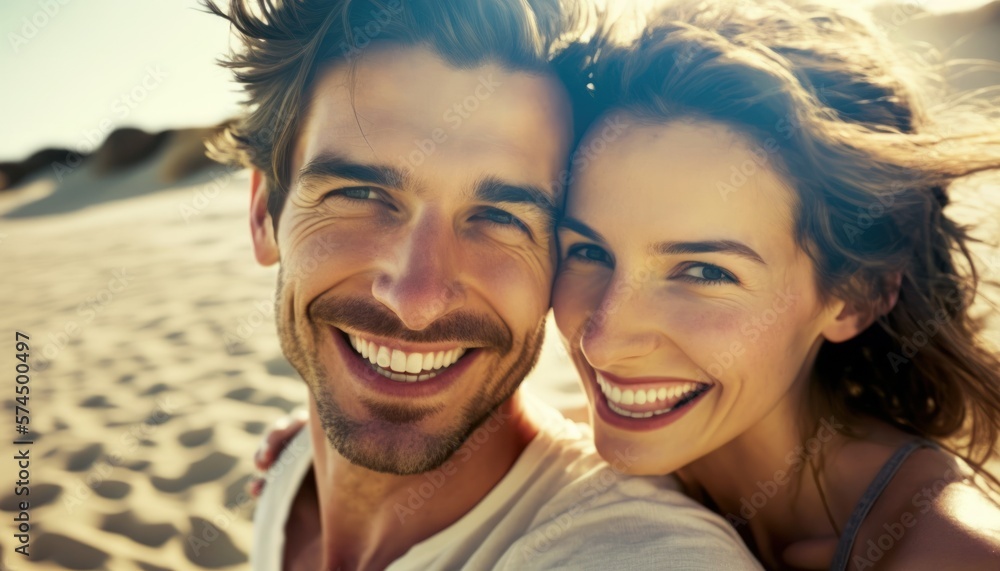 A Happy and Joyful Caucasian Couple in Beach in Beautiful, Romantic and Cheerful Spring: A Celebration of Happiness, Nature's Beauty, and Love (generative AI A Happy and Joyful Caucasian Couple in Beach in Beautiful, Romantic and Cheerful Spring: A Celebration of Happiness, Nature's Beauty, and Love (generative AI