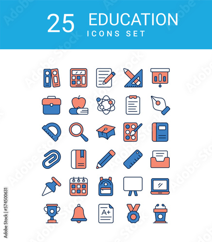 education icons, stock illustrations, science, technology, knowledge, information, book icon,