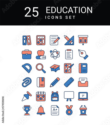 education icons, stock illustrations, science, technology, knowledge, information, book icon,