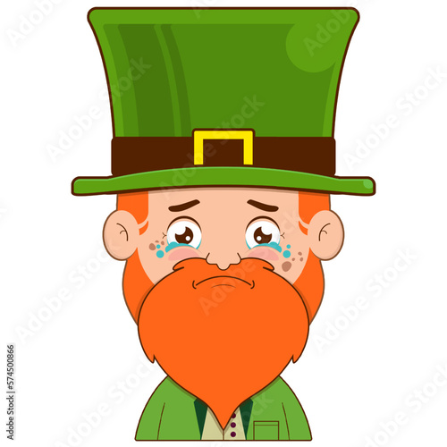 elf leprechaun crying and scared face cartoon cute for saint patrick's day