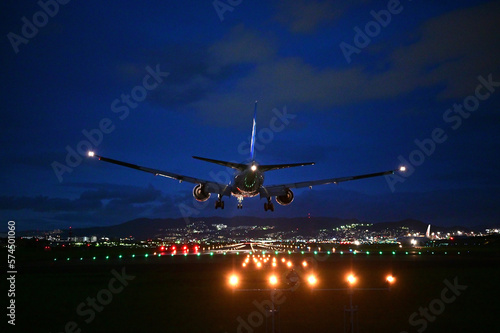 Landing at Itami Airport in the evening