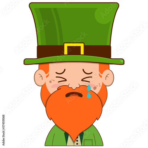 elf leprechaun crying and scared face cartoon cute for saint patrick's day