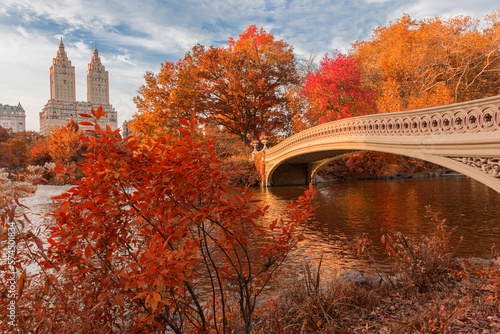 Bow Bridge in central park at New York city during Autumn