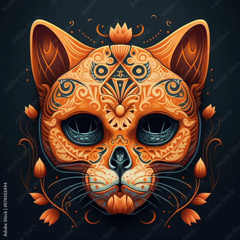 Day of the Dead Style Cat Mask Day of the Dead Style Cat Mask