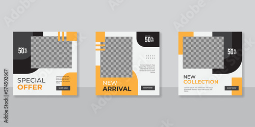 Set of Editable minimal square banner template design. Suitable for social media post and web internet ads. Vector illustration