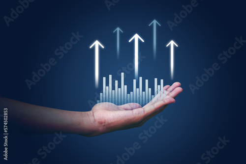 Hand in hand with financial chart