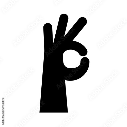 black hand ok silhouette. Quality design element. Business success. Vector illustration.