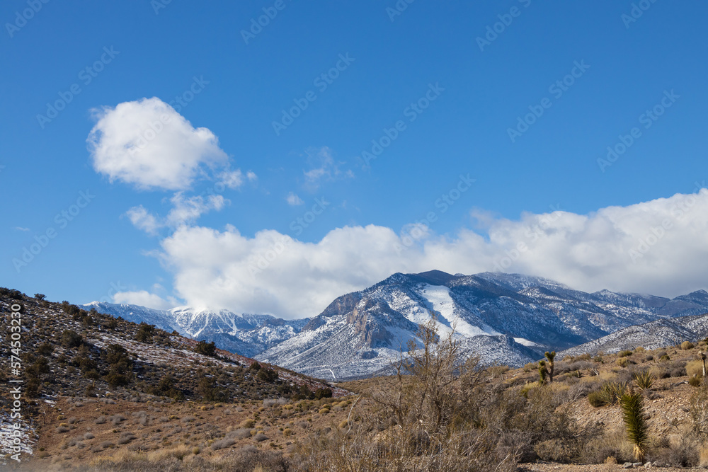 Snow covered mountains at Spring Mountain National Recreation Area, Nevada