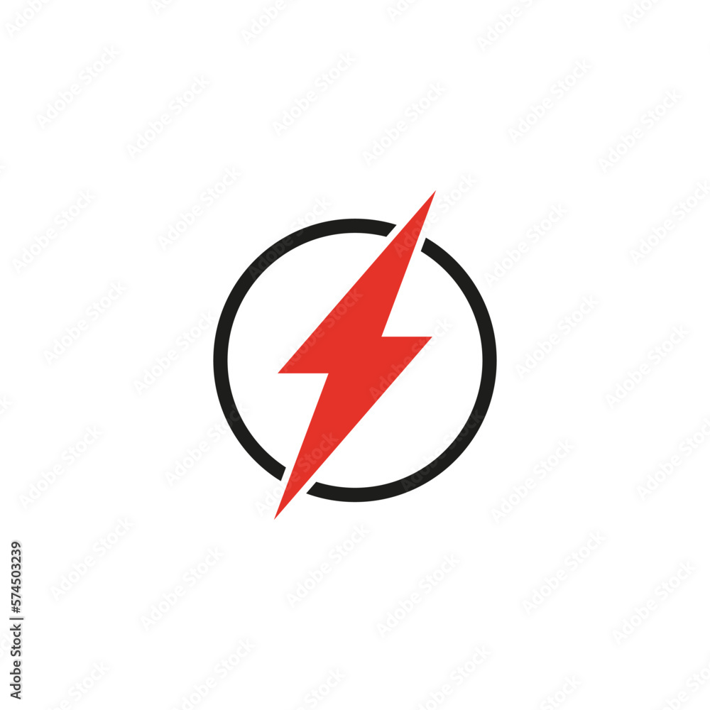 red lightning circle icon. Vector illustration. red lightning circle icon. Vector illustration.