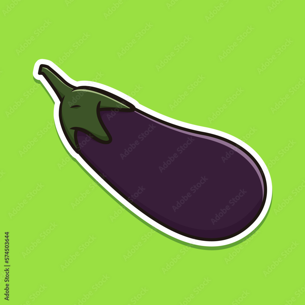 purple eggplant vector illustration. vegetable sticker purple eggplant vector illustration. vegetable sticker