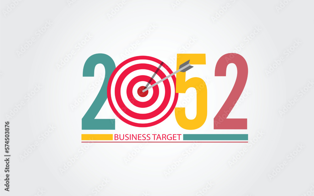 2052 New Year numbers with business target colorful banner. 