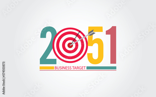 2051 New Year numbers with business target colorful banner. 