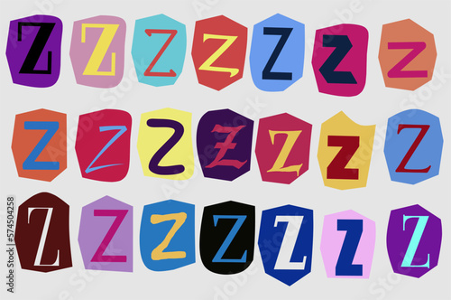 Alphabet Z- vector cut newspaper and magazine letters, paper style ransom note letter