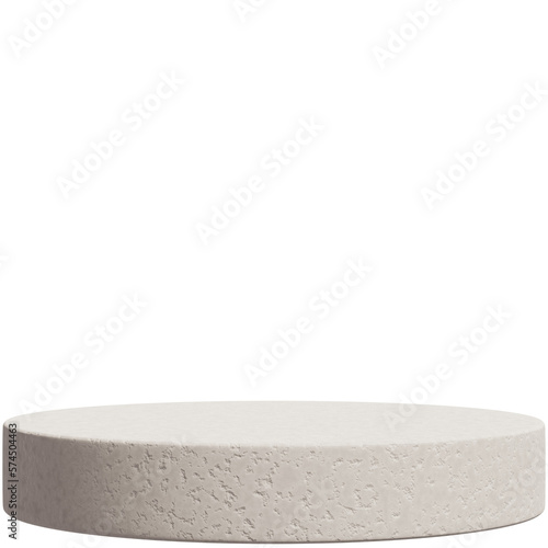Cylinder Stone Podium.3D render illustration.