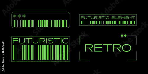 retro futuristic text with bar code design element