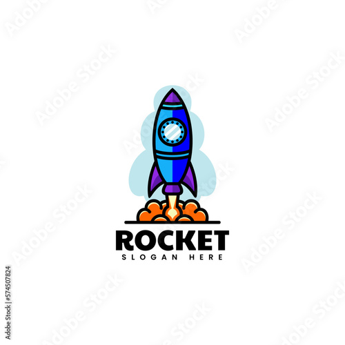 Vector Logo Illustration Rocket Simple Mascot Style.