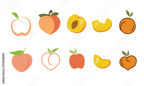 Peach vegetables fruit vector set design