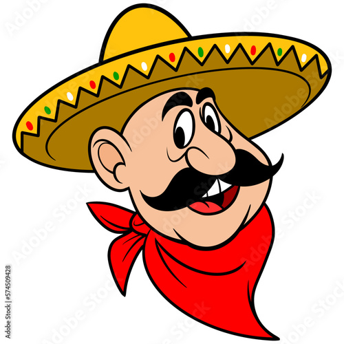 Sombrero Man - A cartoon illustration of a Mexican man wearing a Sombrero.
