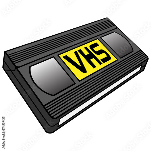 VHS Tape - A cartoon illustration of a vintage VHS video tape.