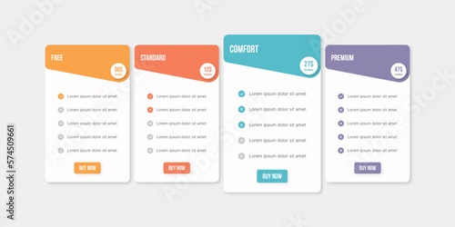 Vector plan offer price package subscription options comparison table chart infographic design template