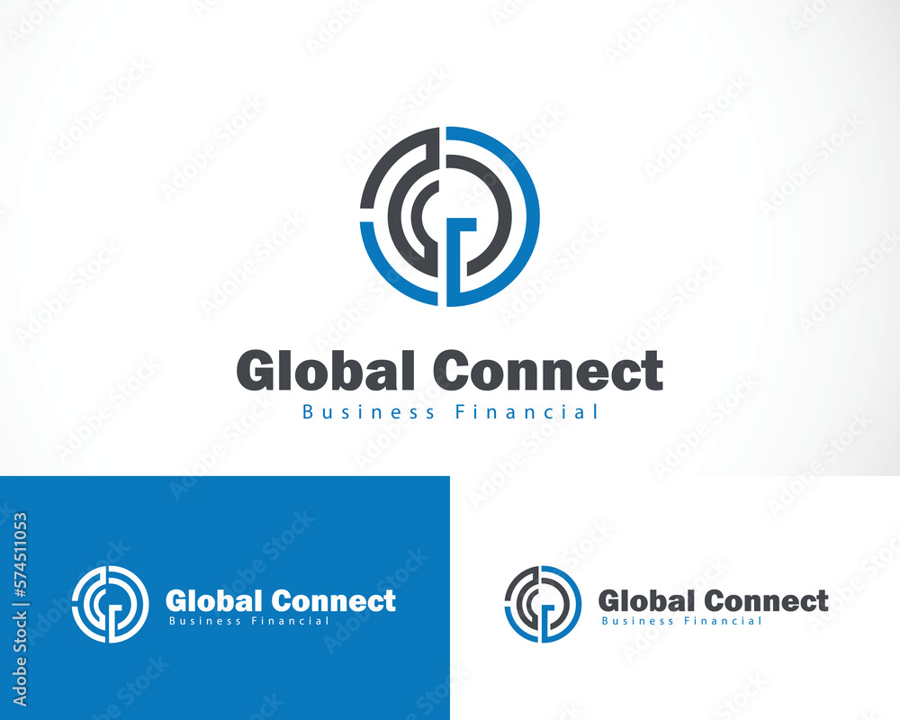 global connect logo creative line icon design business circle letter g