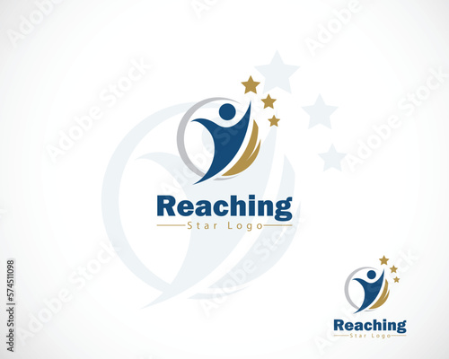 reaching star logo people abstract education school icon design