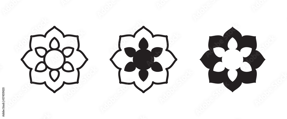 Obraz premium mandala icon Flower medicine, health center and yoga studios - emblem leaves, organic shop, eco product, cosmetic, business. Company mark, emblem icon symbol logo illustration, editable stroke