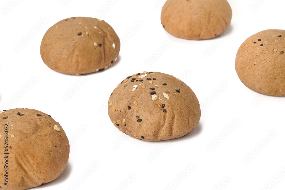A pile of bread on a white background A pile of bread on a white background