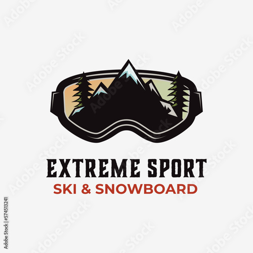 ski snowboard winter sport vector template. extreme outdoor adventure symbol illustration.