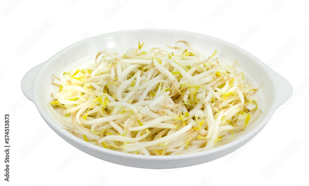 Bean sprouts with dish isolated