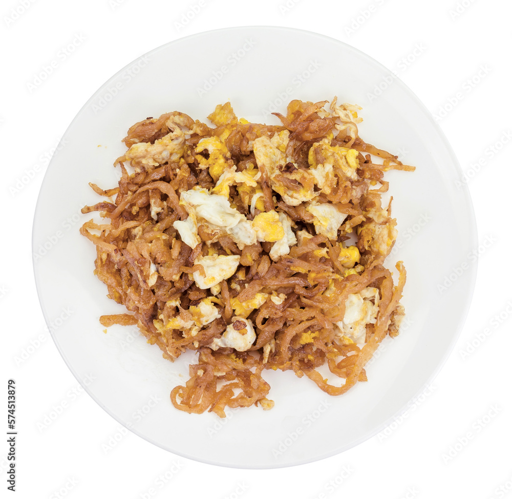 Stir fried salted turnip with egg isolated