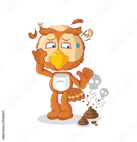 owl with stinky waste illustration. character vector