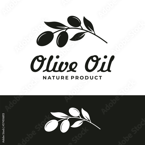 olive plant logo template. olive branch tree virgin oil vector illustration.