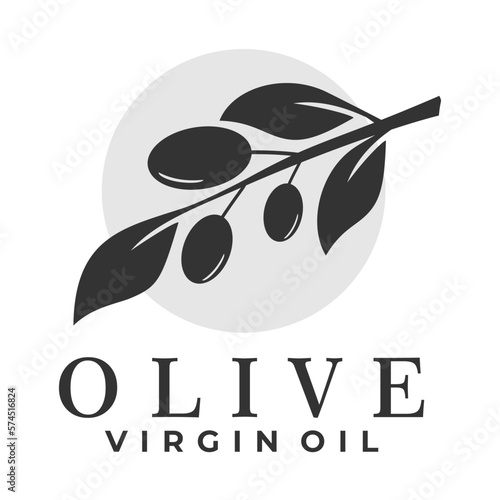 olive plant logo template. olive branch tree virgin oil vector illustration.