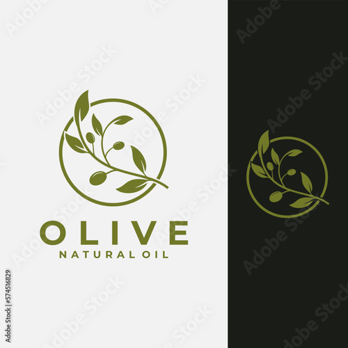 olive plant logo template. olive branch tree virgin oil vector illustration.