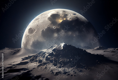 the moon over a mountain  generative ai